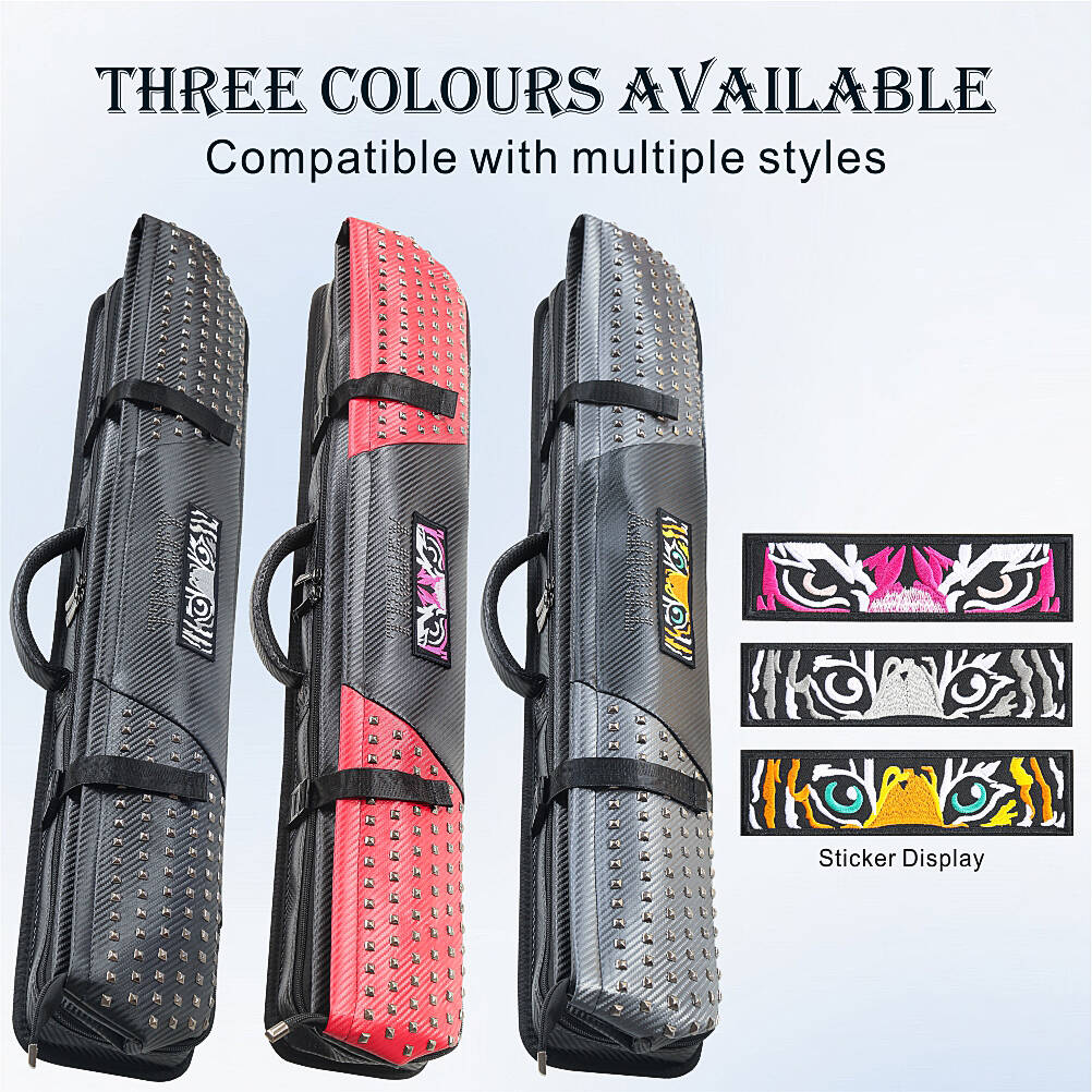 TROUFY 9 Holes Carbon Texture Pool Cue Case | Holds 5 Shafts & 4 Butts | Waterproof PU Leather | Black, Red, Grey