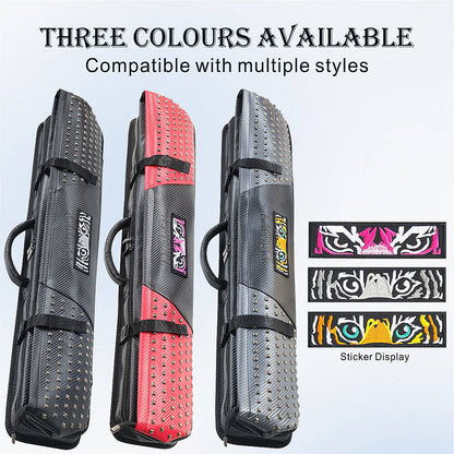 TROUFY 9 Holes Carbon Texture Pool Cue Case | Holds 5 Shafts & 4 Butts | Waterproof PU Leather | Black, Red, Grey