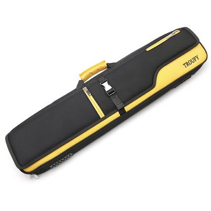 TROUFY 8-Hole Pool Cue Case - Holds 4 Butts & 4 Shafts, Premium Oxford Cloth, Waterproof Dustproof, Color Block (Yellow/Black/Blue)