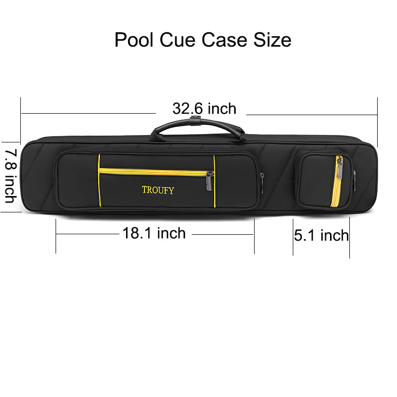 TROUFY High Capacity 4x4 Pool Cue Case with Backpack Straps for 4 Butts 8 Shafts