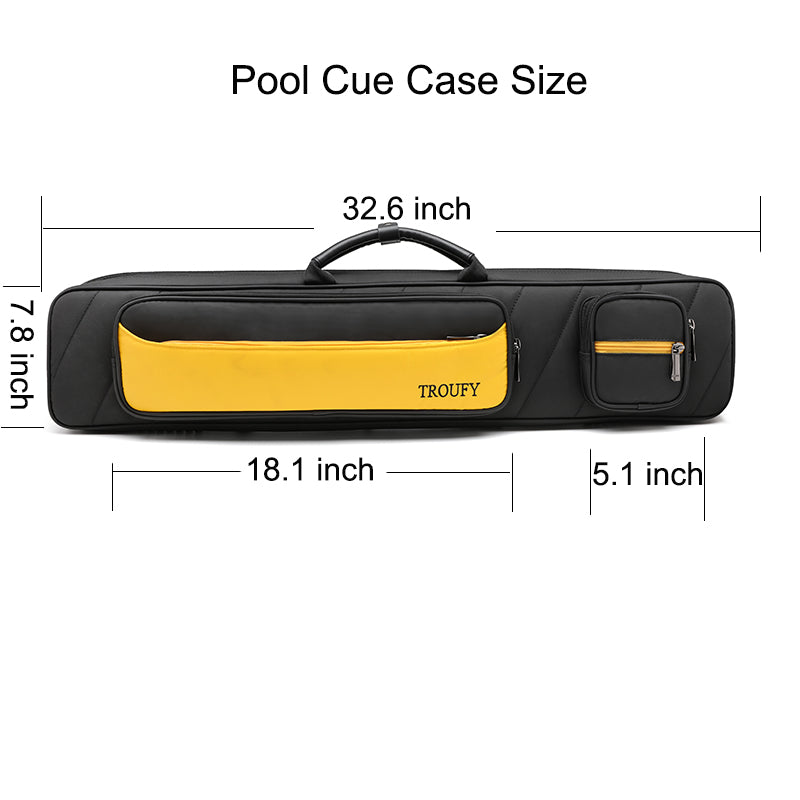 TROUFY High Capacity 4x4 Pool Cue Case with Backpack Straps for 4 Butts 8 Shafts