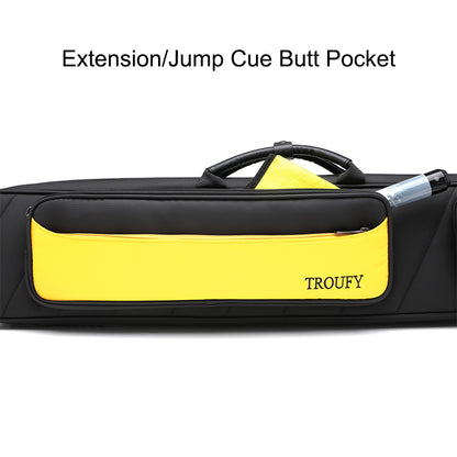 TROUFY High Capacity 4x4 Pool Cue Case with Backpack Straps for 4 Butts 8 Shafts
